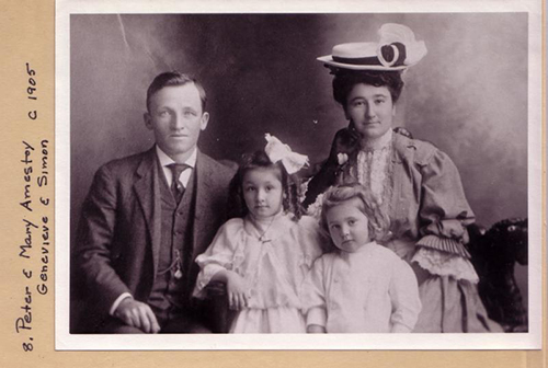 Black and white photo Peter and Mary Amestoy and Genevieve and Simon circa 1905


