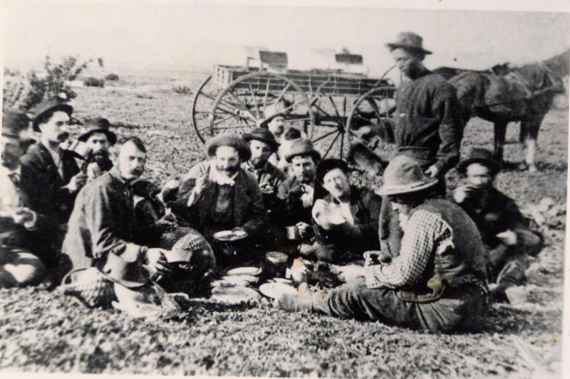Circa 1895 Chow time on field